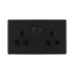 Jet Black Arlec Rocker Light Double Socket front