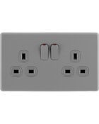 Stone Grey Arlec Fusion double socket front