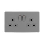 Stone Grey Arlec Fusion double socket front