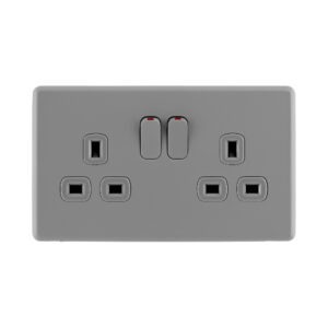 Stone Grey Arlec Fusion double socket front