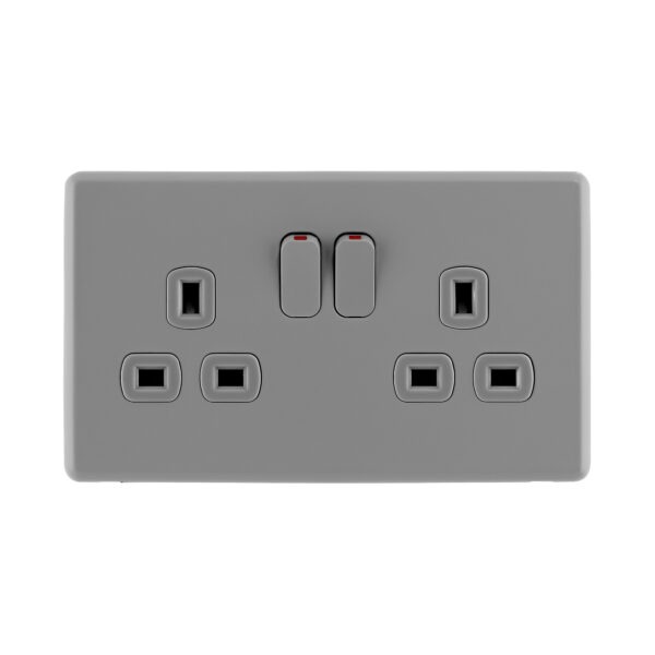 Stone Grey Arlec Fusion double socket front