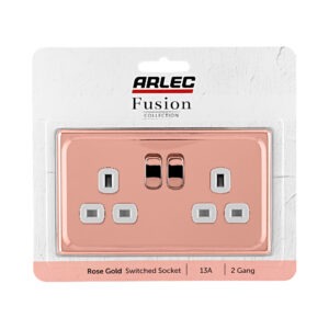 Rose Gold Arlec Fusion double socket packaging