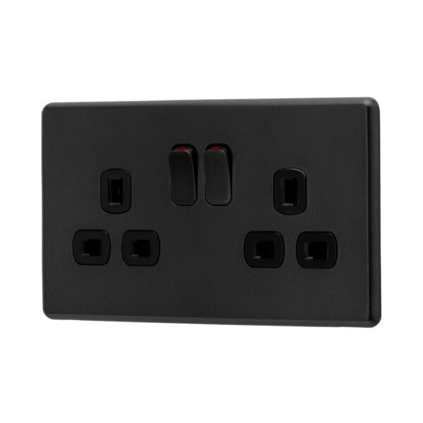 X Rocker Plug Socket Arlec Rocker | Charcoal Grey | 13A 2Gang Plug Socket - Arlec UK