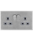 Stainless steel Arlec Fusion double socket front