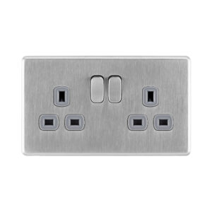 Stainless steel Arlec Fusion double socket front