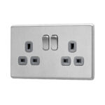 Stainless steel Arlec Fusion double socket angle