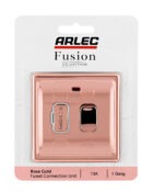 Rose Gold Arlec Fusion switched fused control unit packaging