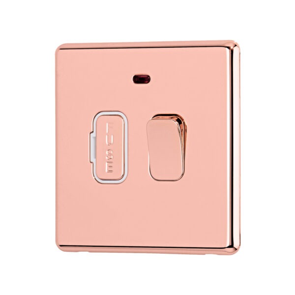 Rose Gold Arlec Fusion switched fused control unit angle