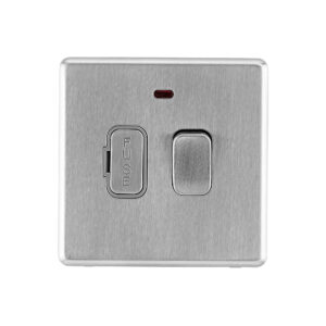 Brushed Stainless Steel Arlec Fusion switched fused connection unit front
