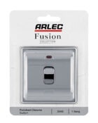 Polished chrome Arlec Fusion 20A double pole switch packaging