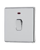 Polished chrome Arlec Fusion 20A double pole switch angle