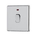 Polished chrome Arlec Fusion 20A double pole switch angle