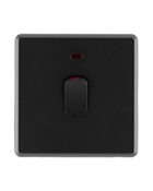 Jet black Arlec Rocker 20A 1Gang Double pole front