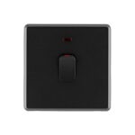 Jet black Arlec Rocker 20A 1Gang Double pole front