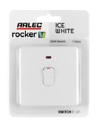 Ice White Arlec Rocker double pole swithc 20A packaging