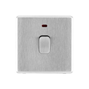 Stainless steel Arlec Fusion 20A double pole switch front