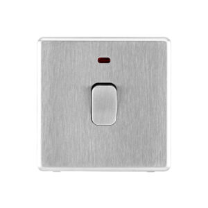 Stainless steel Arlec Fusion 20A double pole switch front