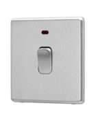 Stainless steel Arlec Fusion 20A double pole switch angle