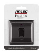 Black Nickel Arlec Fusion 50a double pole switch packaging