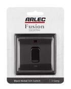 Black Nickel Arlec Fusion 50a double pole switch packaging