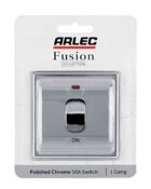 Polished Chrome Arlec Fusion 50A double pole in packaging