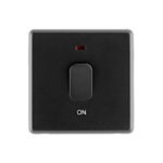 Jet Black Arlec Rocker 50A double pole Switch front