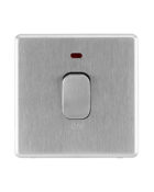 Stainless steel Arlec Fusion 50A double pole switch front