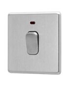 Stainless steel Arlec Fusion 50A double pole switch angle