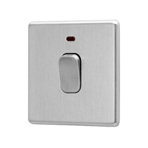 Stainless steel Arlec Fusion 50A double pole switch angle