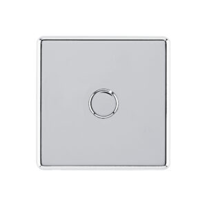 Polished chrome Arlec Fusion single dimmer switch front
