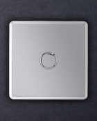 Polished chrome Arlec Fusion single dimmer switch on wall