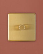 Gold Arlec Fusion single dimmer on wall