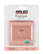 Rose Gold Arlec Fusion single dimmer switch packaging
