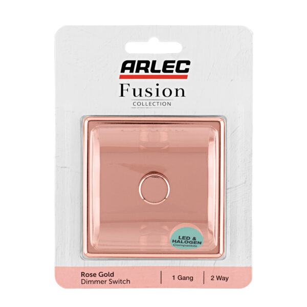 Arlec Fusion Rose Gold 10A 1Gang 2Way Dimmer Switch Arlec UK