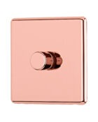 Rose Gold Arlec Fusion single dimmer switch angle