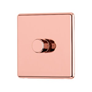 Rose Gold Arlec Fusion single dimmer switch angle