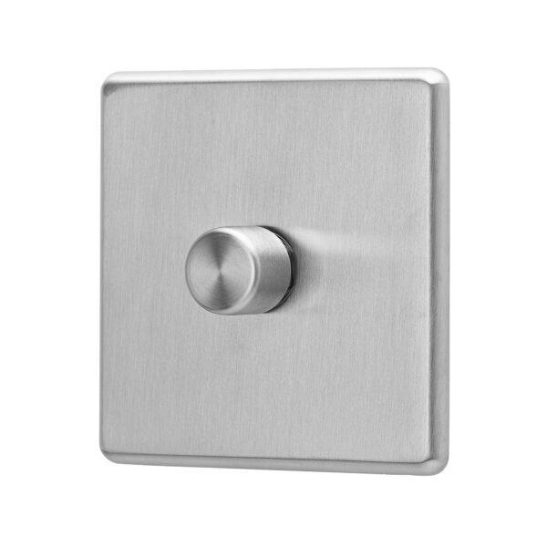 Stainless steel Arlec Fusion signle dimmer switch angle