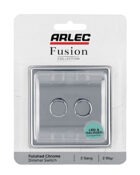 Polished chrome Arlec Fusion double dimmer switch packaging