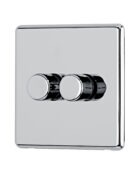 Polished chrome Arlec Fusion double dimmer switch angle