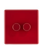 Cherry Red Arlec Rocker double dimmer switch front