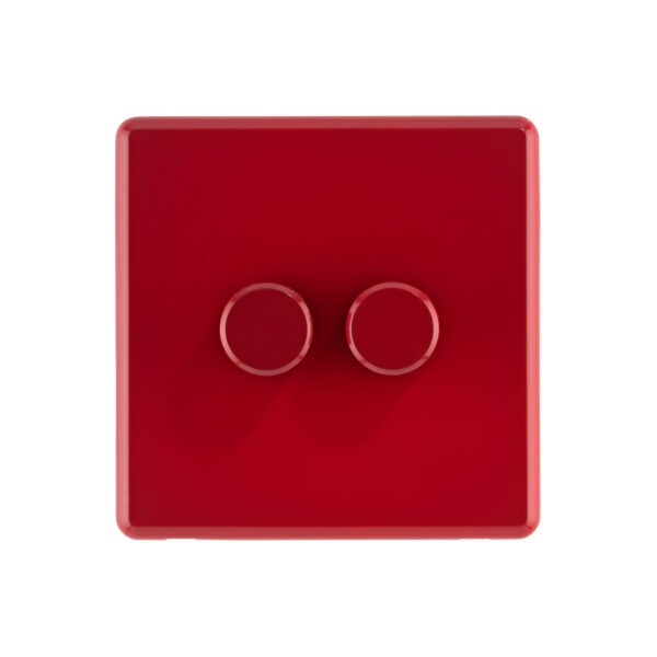 Cherry Red Arlec Rocker double dimmer switch front