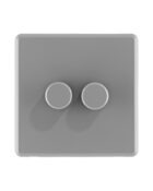 Stone Grey Arlec Fusion double dimmer switch front
