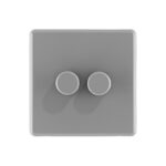 Stone Grey Arlec Fusion double dimmer switch front