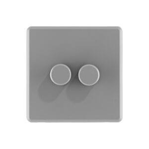 Stone Grey Arlec Fusion double dimmer switch front