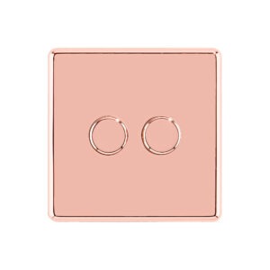 Rose Gold Arlec Fusion double dimmer switch front