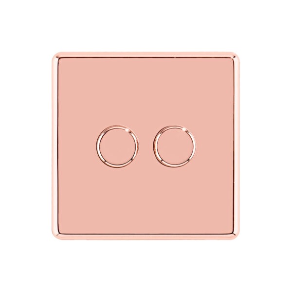 Arlec Fusion Rose Gold 2Gang 2Way Dimmer Switch Arlec UK