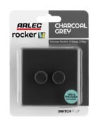 Charcoal Grey Arlec Rocker 2G Dimmer Switch packaging