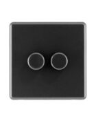 Charcoal Grey Arlec Rocker 2G Dimmer Switch Front