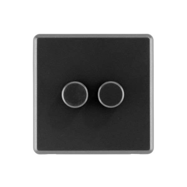 Charcoal Grey Arlec Rocker 2G Dimmer Switch Front