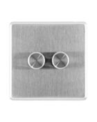 Stainless Steel Arlec Fusion double dimmer switch front